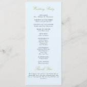 冬の緑のアイスブルー金ゴールドエレガントな結婚式の日 プログラム (裏面)