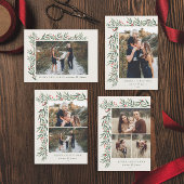 冬の緑のアイボリー写真クリスマス シーズンカード