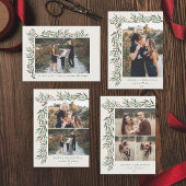 冬の緑のアイボリー写真クリスマス シーズンカード