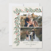 冬の緑のアイボリー2写真クリスマス シーズンカード (正面)