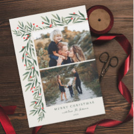 冬の緑のアイボリー2写真クリスマス シーズンカード