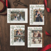 冬の緑のアイボリー2写真クリスマス シーズンカード