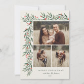 冬の緑のアイボリー3写真クリスマス シーズンカード (正面)
