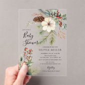 冬の緑のアクリルベビーシャワー招待状 アクリル招待状 (インサイチュ (ポータブル))