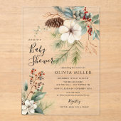 冬の緑のアクリルベビーシャワー招待状 アクリル招待状 (正面)