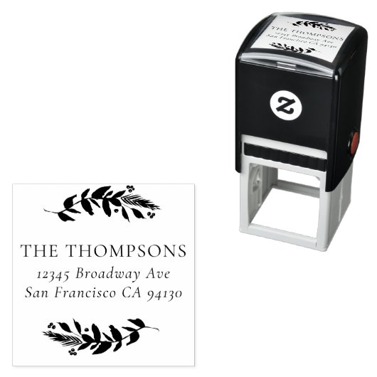 冬の緑のアドレス自己インク付きゴムスタンプ セルフインキングスタンプ (インサイチュ)