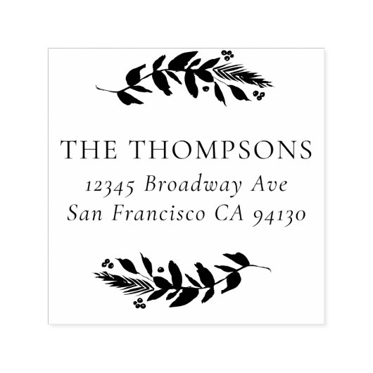 冬の緑のアドレス自己インク付きゴムスタンプ セルフインキングスタンプ (デザイン)