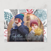 冬の緑のアーチフレームの写真 シーズンポストカード (正面)