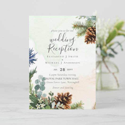 冬の緑のウェディングレセプション夕べのみ 招待状 (スタンド正面)