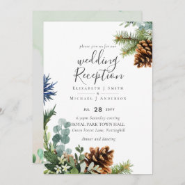 冬の緑のウェディングレセプション夕べのみInv 招待状