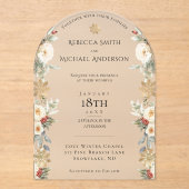 冬の緑のエレガントクリスマススノーフレーク アクリル招待状 (正面)