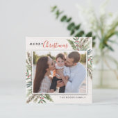 冬の緑のクリスマスフォトカード シーズンカード (スタンド正面)