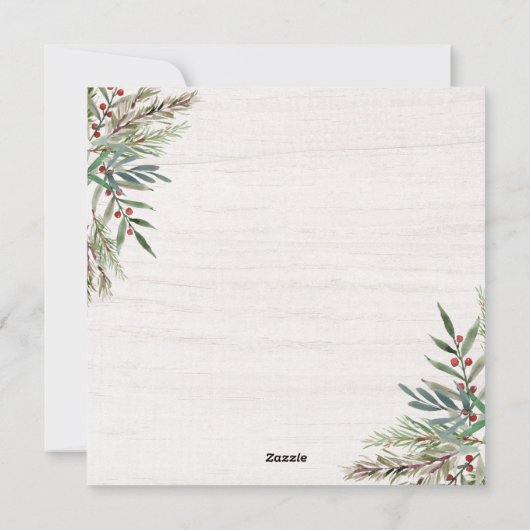 冬の緑のクリスマスフォトカード シーズンカード (裏面)