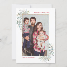 冬の緑のクリスマスフォトホリデーカード シーズンカード