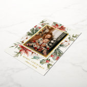 冬の緑のクリスマスフォト 箔シーズンカード (回転した状態)