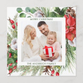 冬の緑のクリスマスホリデーグリーティング シーズンカード (正面)