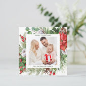 冬の緑のクリスマスホリデーグリーティング シーズンカード (スタンド正面)