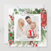 冬の緑のクリスマスホリデーグリーティング シーズンカード (正面)