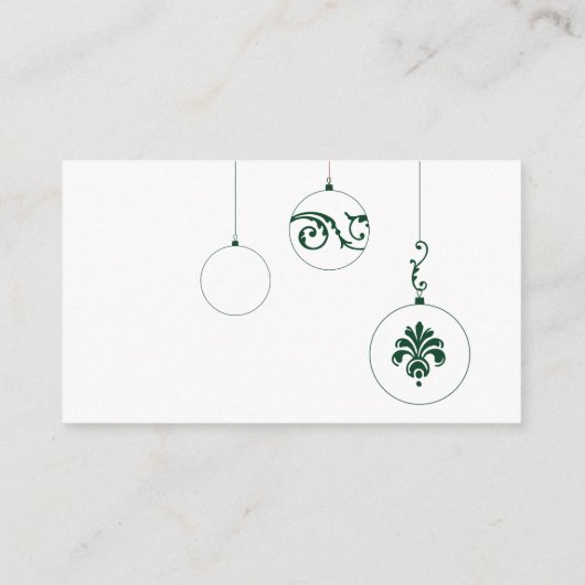 冬の緑のクリスマスボーブルが望み エンクロージャーカード (裏面)