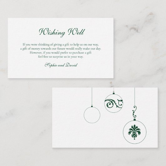 冬の緑のクリスマスボーブルが望み エンクロージャーカード (正面/裏面)