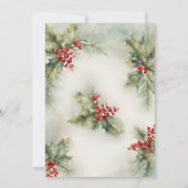 冬の緑のクリスマスモダンヴィンテージ結婚式 招待状 (裏面)