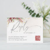 冬の緑のクリスマスレッドグリーンQR返信カード (スタンド正面)