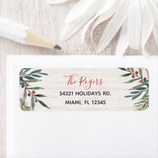 冬の緑のクリスマス住所 シール (インサイチュ)