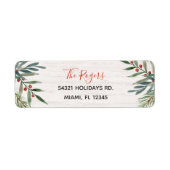 冬の緑のクリスマス住所 シール (正面)