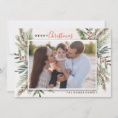 冬の緑のクリスマス写真カード シーズンカード (正面)
