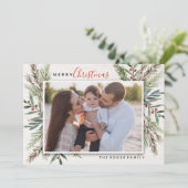 冬の緑のクリスマス写真カード シーズンカード (スタンド正面)