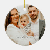 冬の緑のクリスマス写真リース オーナメント (裏面)