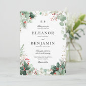 冬の緑のクリスマス結婚式招待状 招待状 (スタンド正面)