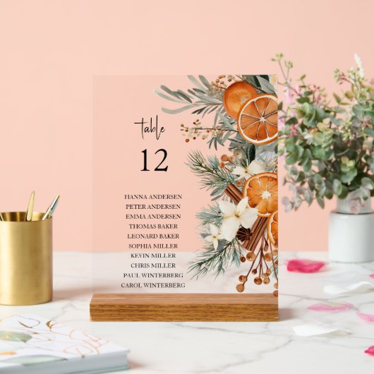 冬の緑のシーティンググラフテーブルの上記号 アクリルサイン (ウェディング)