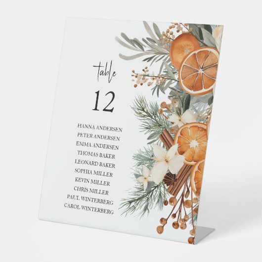 冬の緑のシーティンググラフテーブルの上記号 台座サイン (正面)