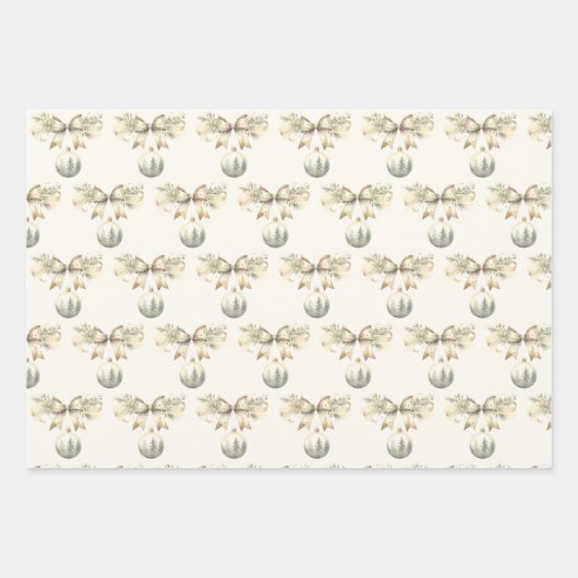 冬の緑のジンジャーブレッドクリスマス ラッピングペーパーシート (正面3)