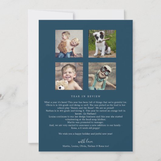 冬の緑のティール（緑がかった色）、新年応援の年を見直し シーズンカード (裏面)