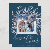 冬の緑のティール（緑がかった色）、新年応援の年を見直し シーズンカード (正面/裏面)