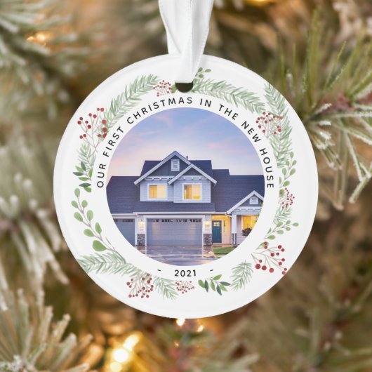 冬の緑のニューハウス写真 オーナメント (ツリー)