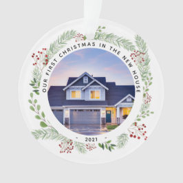 冬の緑のニューハウス写真 オーナメント