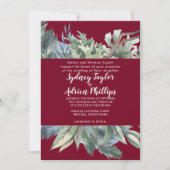 冬の緑のバーガンフォーマルディ結婚ズ 招待状 (正面)