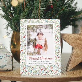 冬の緑のパターメリーン・クリスマス写真 シーズンカード