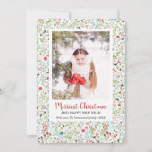 冬の緑のパターメリーン・クリスマス写真 シーズンカード (正面)