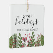 冬の緑のパーソナライズされた葉 セラミックオーナメント (右)