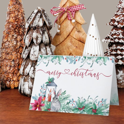 冬の緑のヒイラギのヤドリギの水の色ガーランド シーズンカード