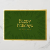 冬の緑のフレームハッピーホリデー企業の 箔シーズンカード (正面)