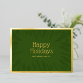 冬の緑のフレームハッピーホリデー企業の 箔シーズンカード (立ち正面)