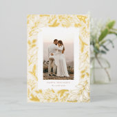 冬の緑のフレーム ボタニカル ホリデー カード (立ち正面)