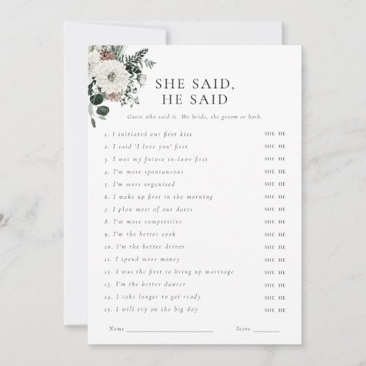 冬の緑のフローラどこ彼らはゲームカード 招待状 (正面)