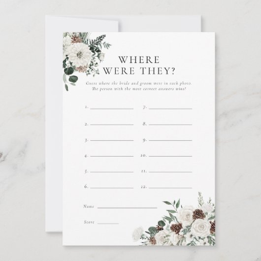 冬の緑のフローラどこ彼らはゲームカード 招待状 (正面)