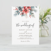 冬の緑のフローラクリスマスホリデ結婚ーズ 招待状 (スタンド正面)